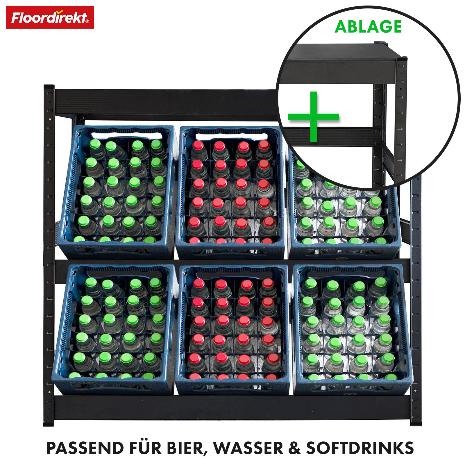 Bottle crate rack | Osaka | Powder-coated steel drinks crate rack for 3 to 9 crates