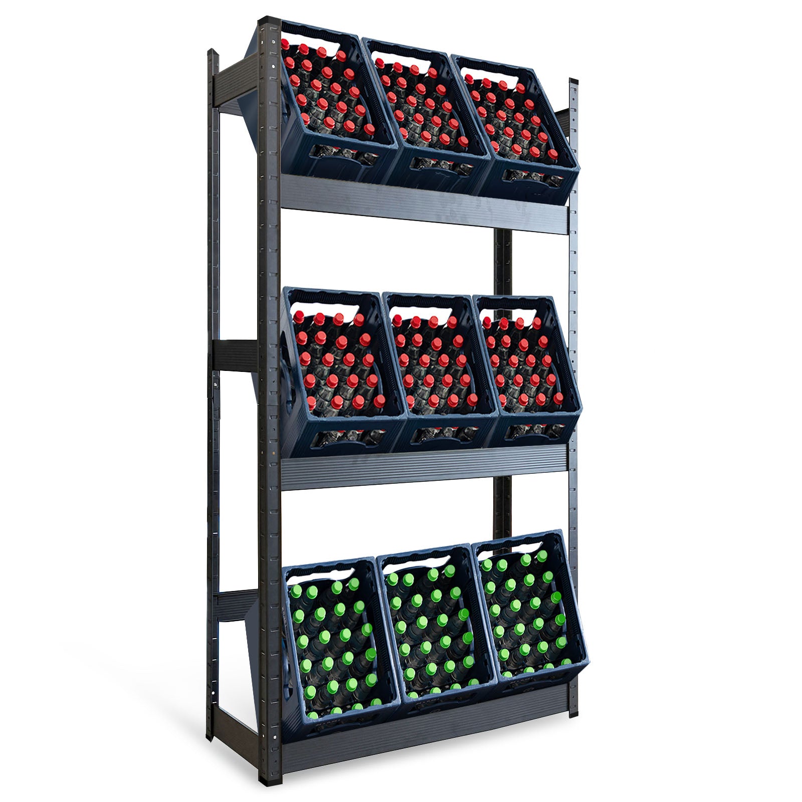 Bottle crate rack | Osaka | Powder-coated steel drinks crate rack for 3 to 9 crates