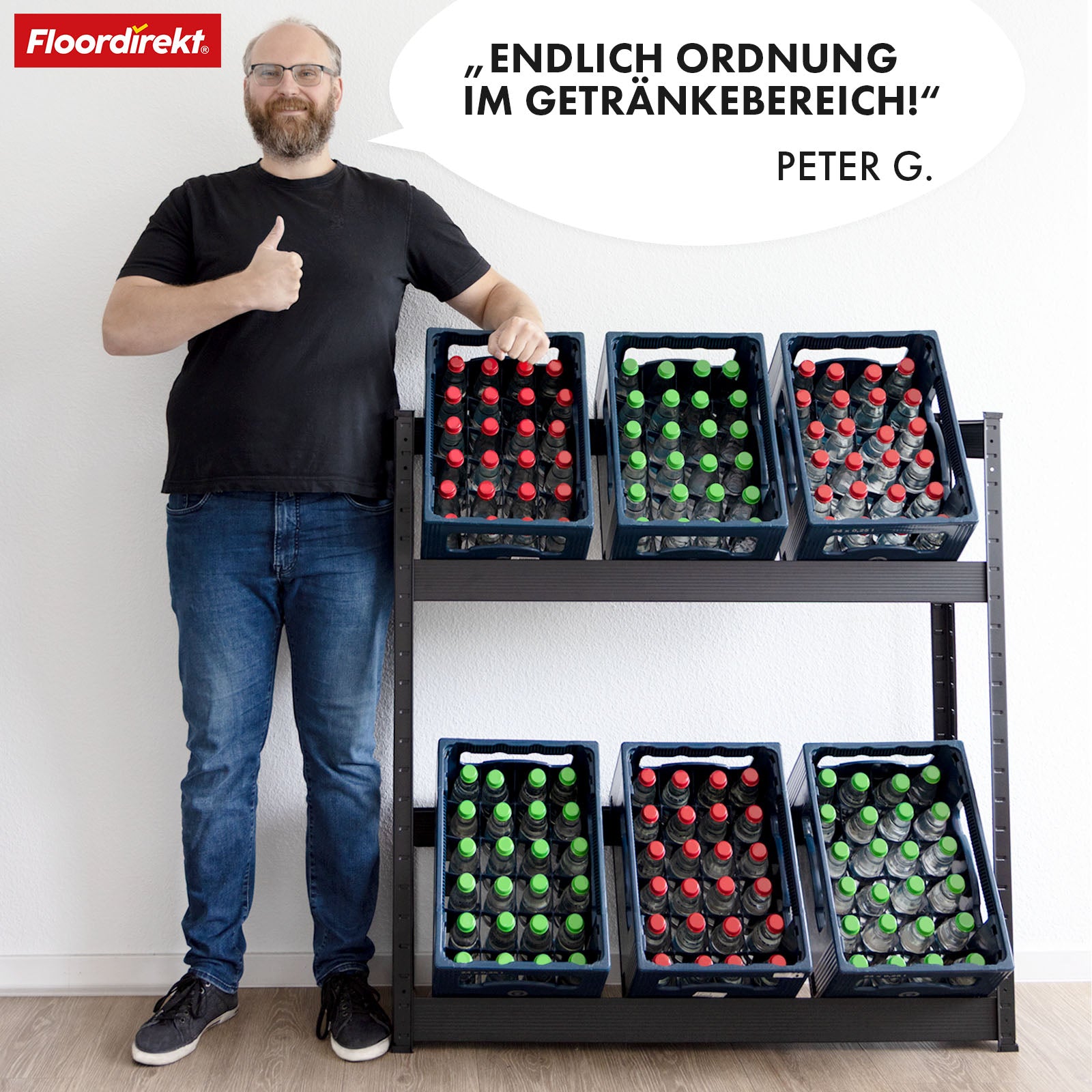 Bottle crate rack | Osaka | Powder-coated steel drinks crate rack for 3 to 9 crates