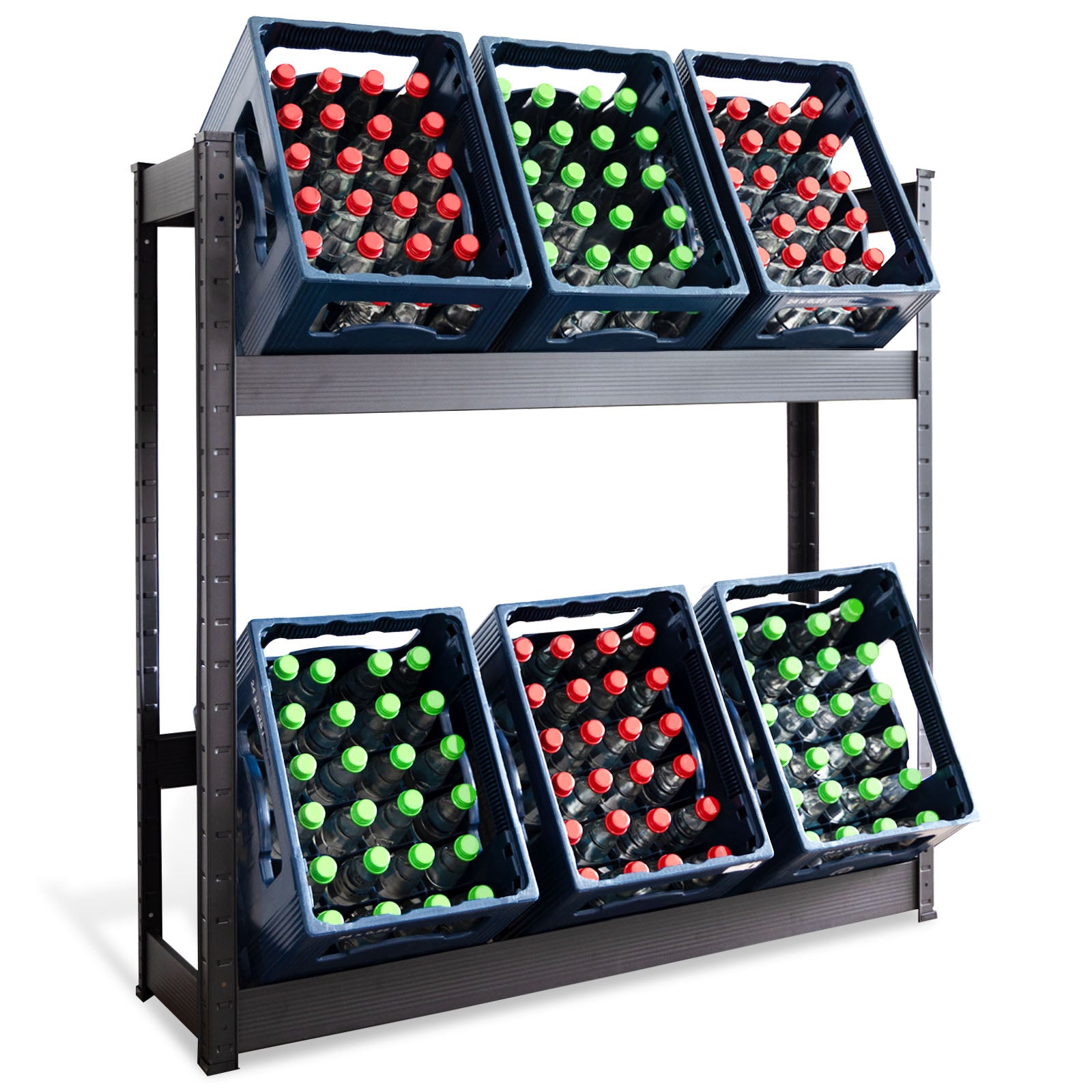 Bottle crate rack | Osaka | Powder-coated steel drinks crate rack for 3 to 9 crates