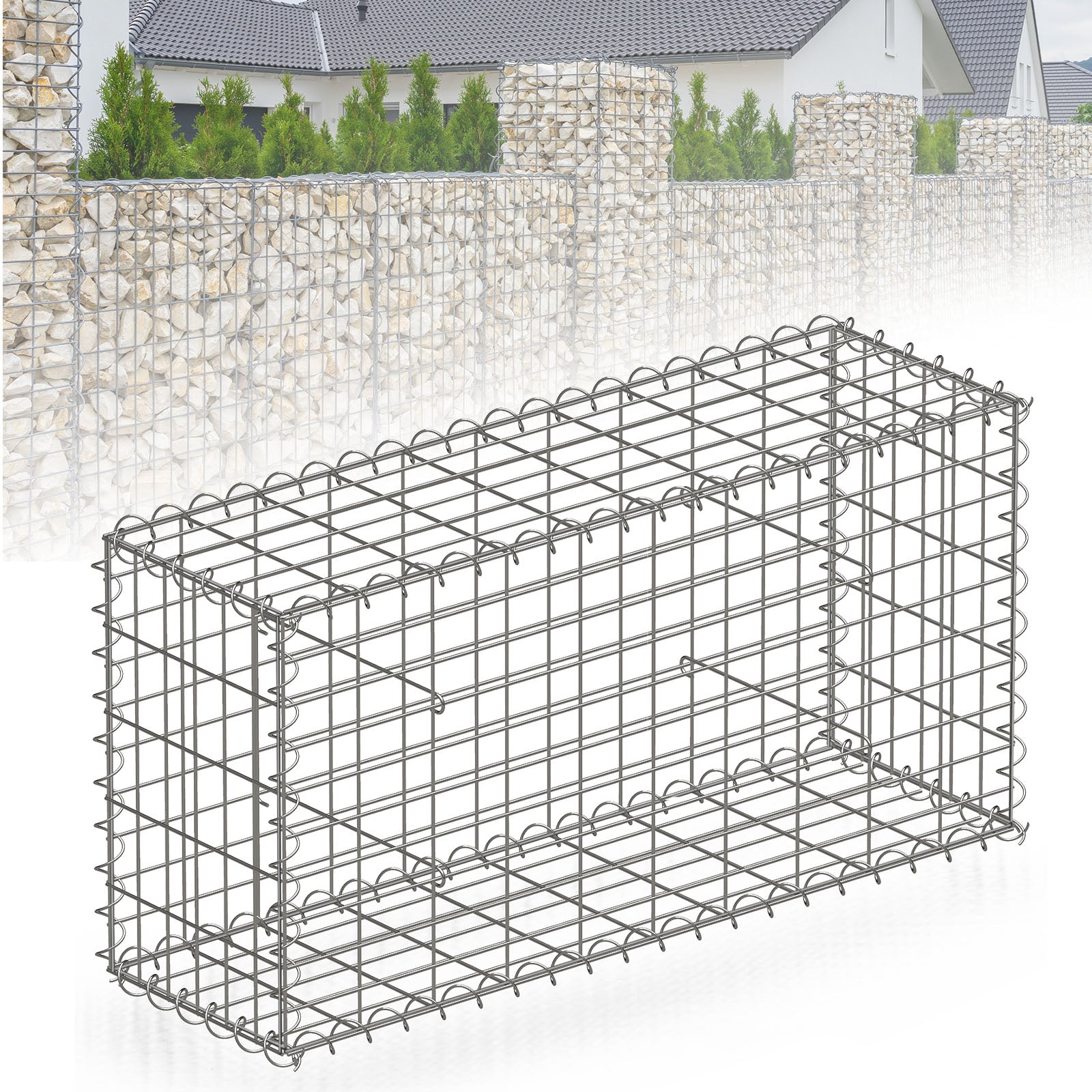 Gabion basket | Lenox | Galvanised steel basket for decorative privacy screens and garden projects