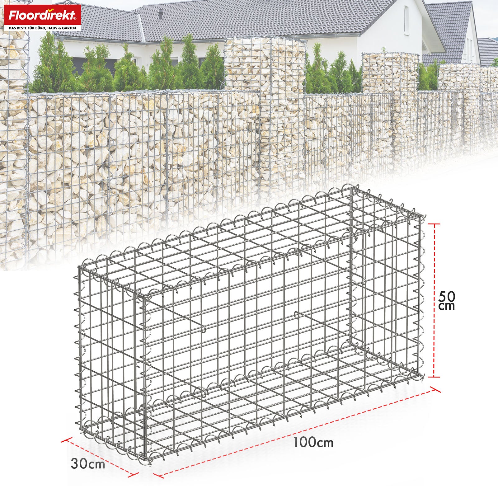 Gabion basket | Lenox | Galvanised steel basket for decorative privacy screens and garden projects