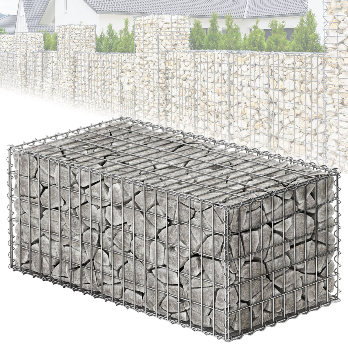 Gabion basket | Lenox | Galvanised steel basket for decorative privacy screens and garden projects