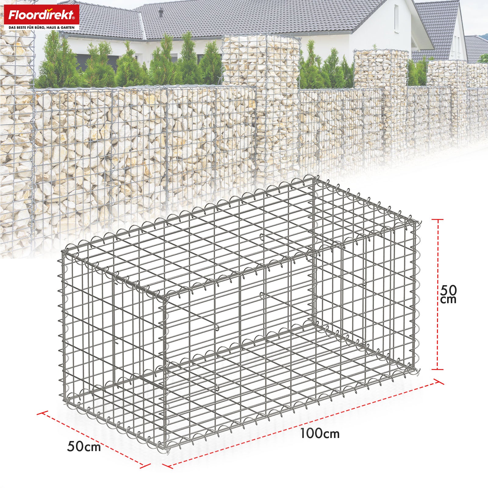 Gabion basket | Lenox | Galvanised steel basket for decorative privacy screens and garden projects