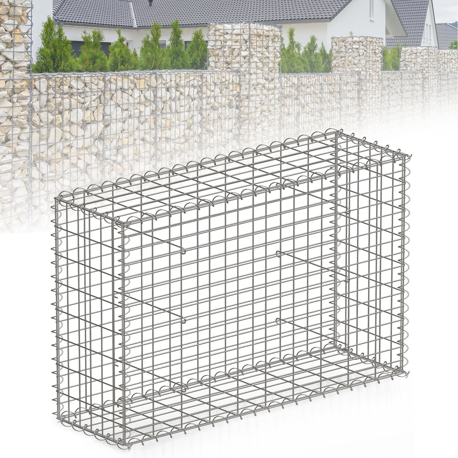 Gabion basket | Lenox | Galvanised steel basket for decorative privacy screens and garden projects