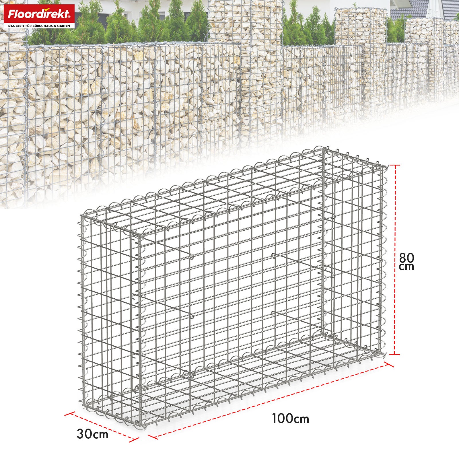 Gabion basket | Lenox | Galvanised steel basket for decorative privacy screens and garden projects