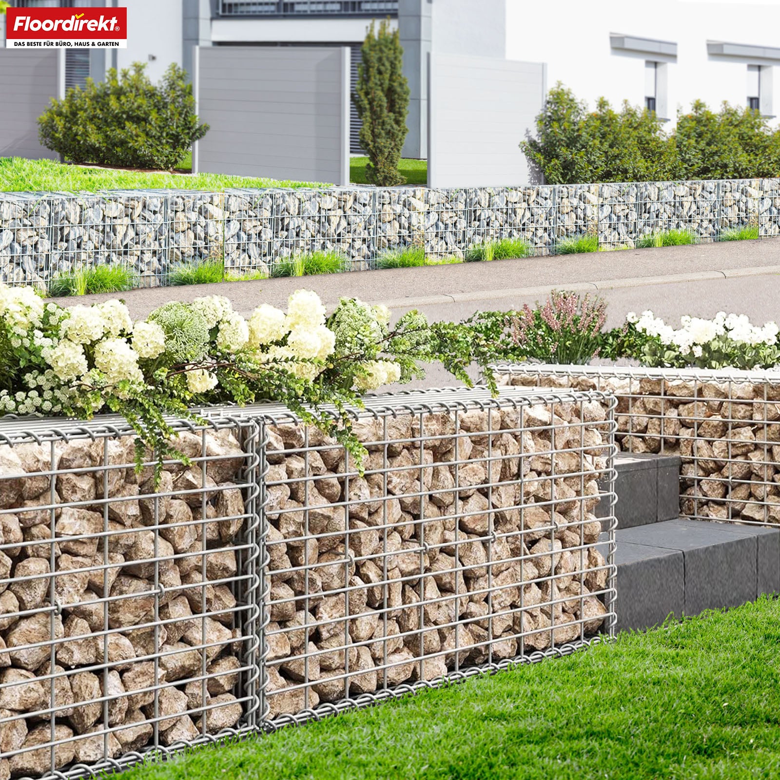 Gabion basket | Lenox | Galvanised steel basket for decorative privacy screens and garden projects