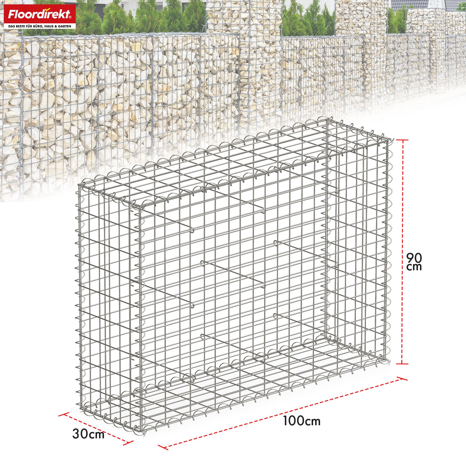 Gabion basket | Lenox | Galvanised steel basket for decorative privacy screens and garden projects