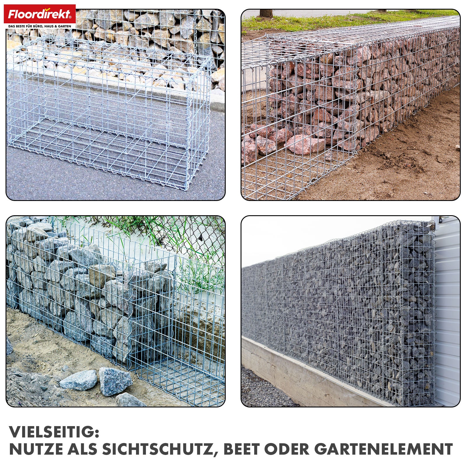 Gabion basket | Lenox | Galvanised steel basket for decorative privacy screens and garden projects
