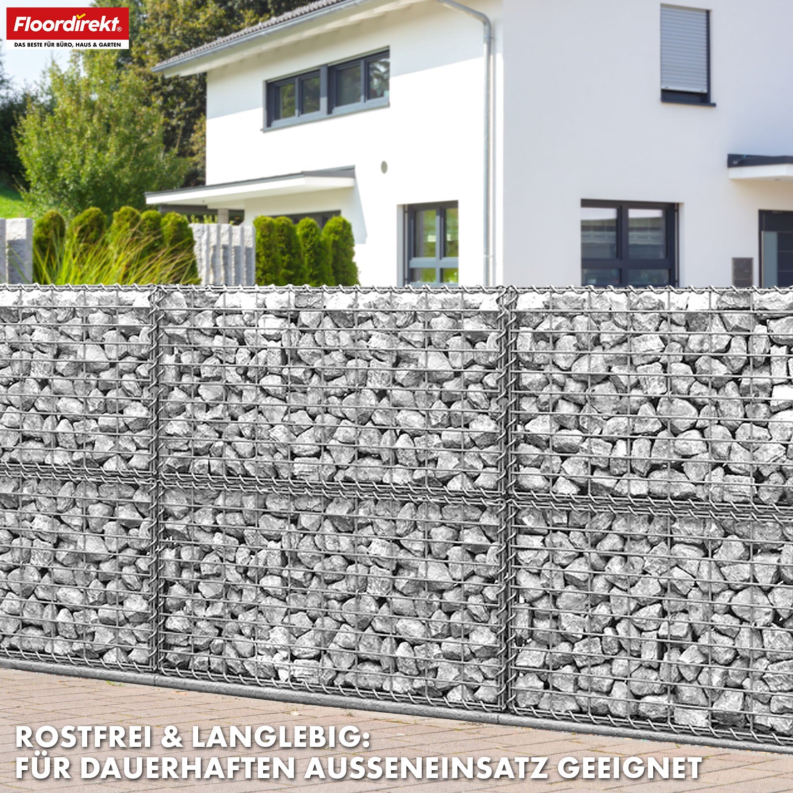 Gabion basket | Lenox | Galvanised steel basket for decorative privacy screens and garden projects