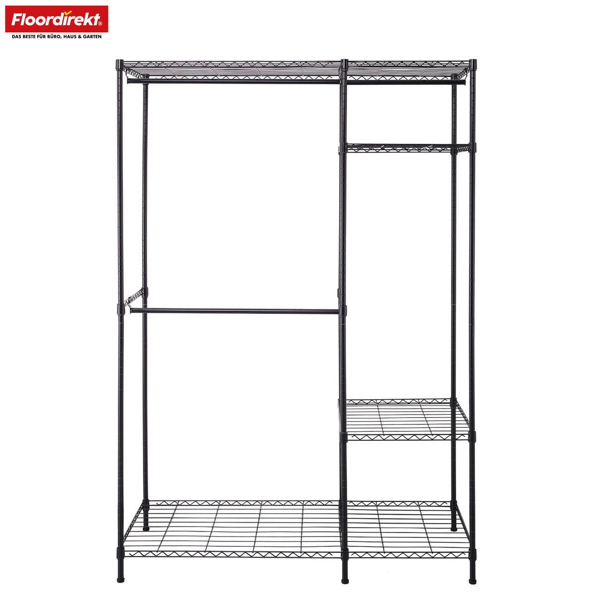 Wardrobe | Edward | Open clothes rack made of powder-coated steel with clothes rails and adjustable shelves