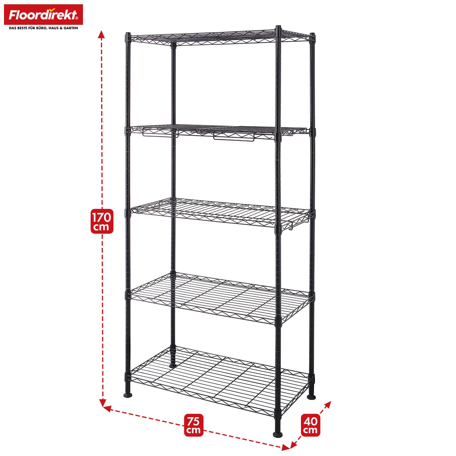 Wire shelving | Taranaki | Open metal shelving made of powder-coated steel with removable shelves
