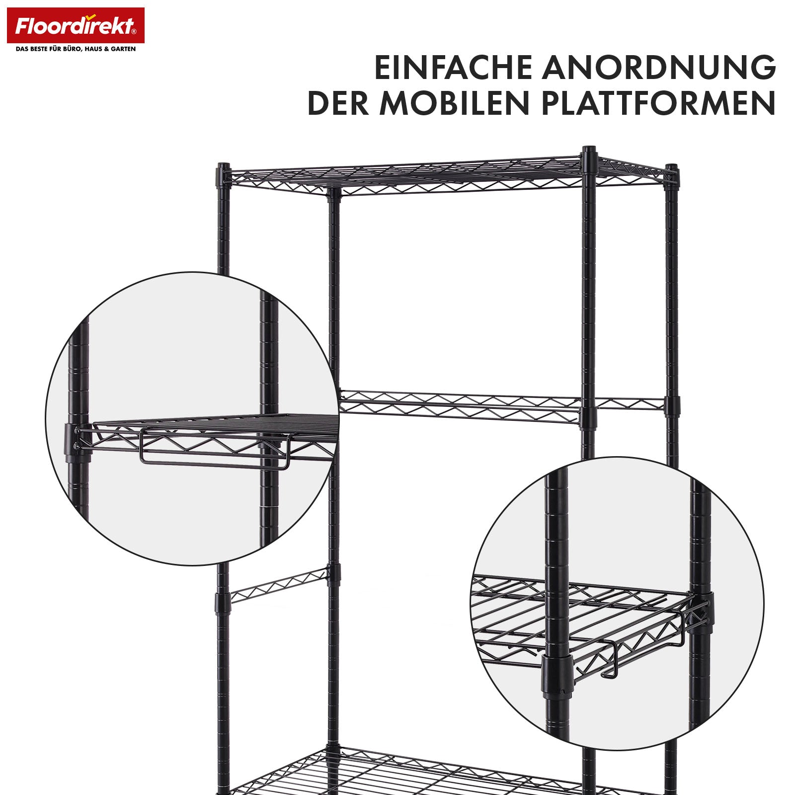Wire shelving | Taranaki | Open metal shelving made of powder-coated steel with removable shelves