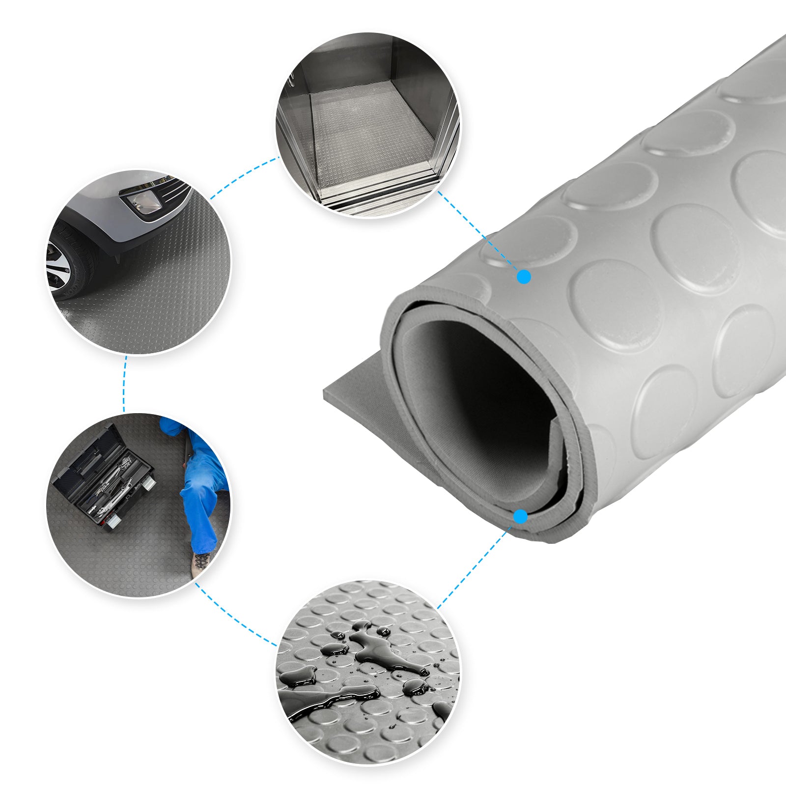Rubber runner | Grey | Rubber mat with flat studs | Thickness: 3 mm
