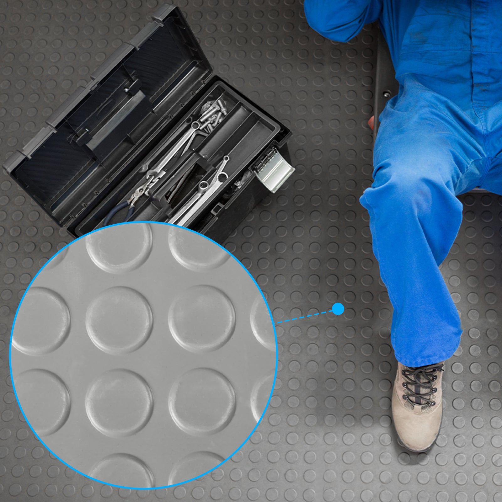 Rubber runner | Grey | Rubber mat with flat studs | Thickness: 3 mm