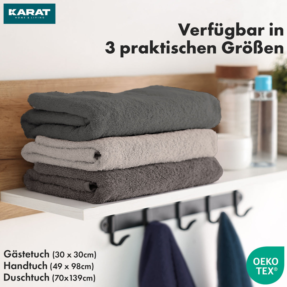 Bay towel set | 8-piece set of 100% cotton towels | 2 x bath towel, 2 x hand towel and 4 x soap cloth