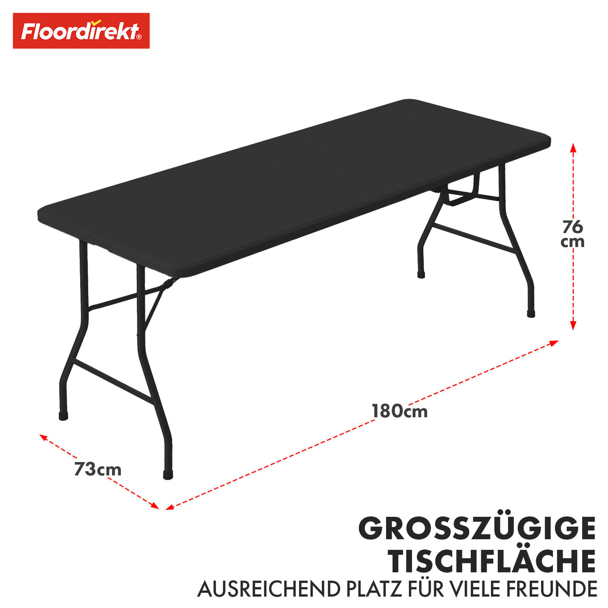 Folding table | Kyoto | Sturdy, foldable all-rounder for indoors and outdoors | 180 x 73 cm