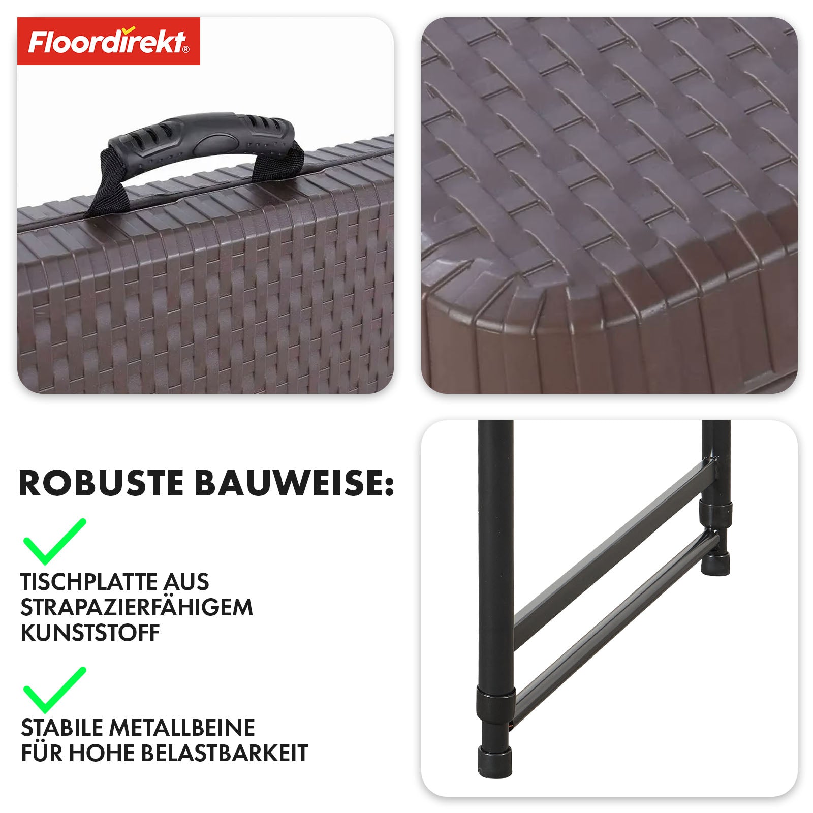 Folding table | Saga | Height-adjustable and weatherproof, ideal for garden and camping | 120 x 60 cm