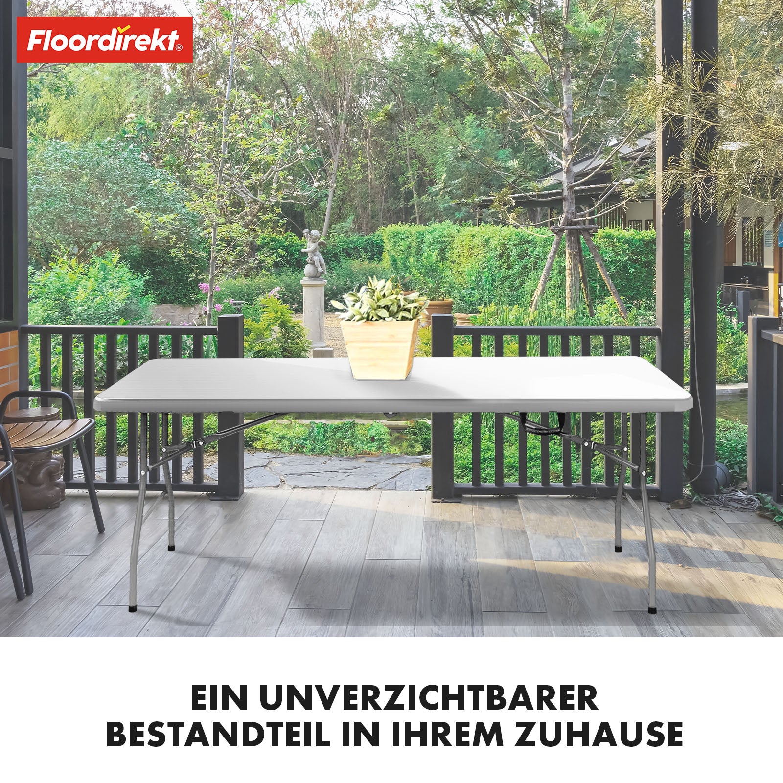 Folding table | Akita | Durable and weatherproof table for home, garden and camping | 183 x 76 cm