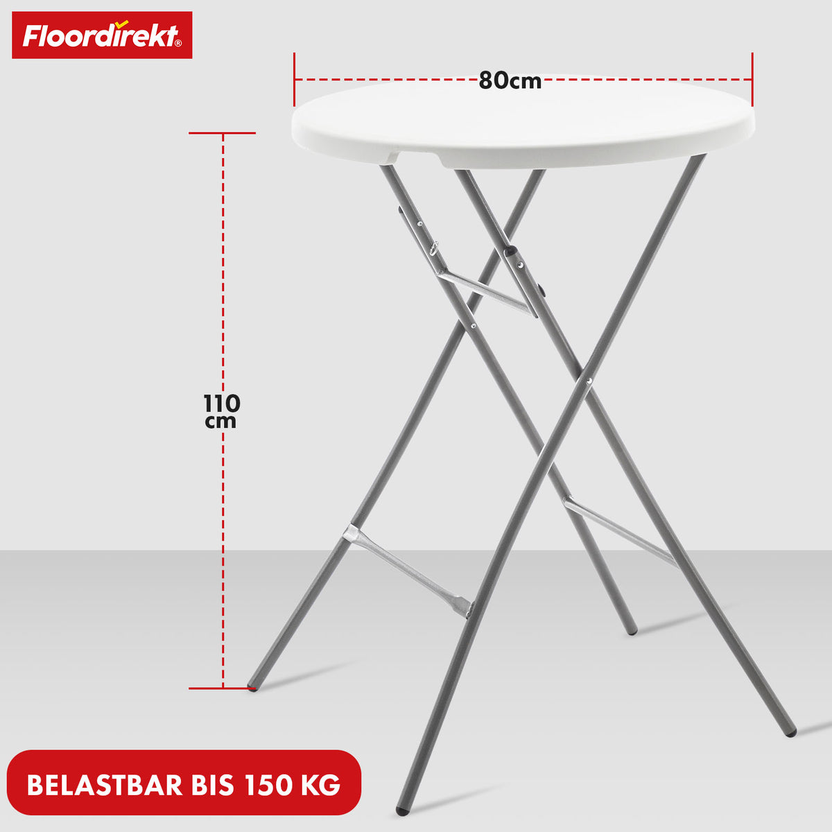 Folding table | Nagano | Round white foldable garden table | 80 cm diameter