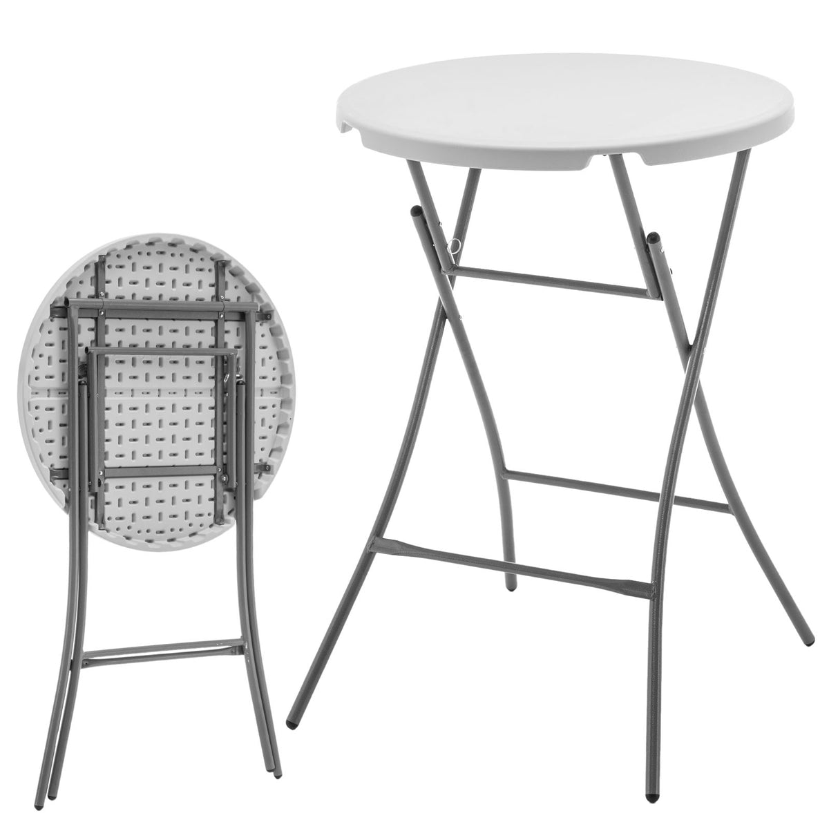 Folding table | Nagano | Round white foldable garden table | 80 cm diameter