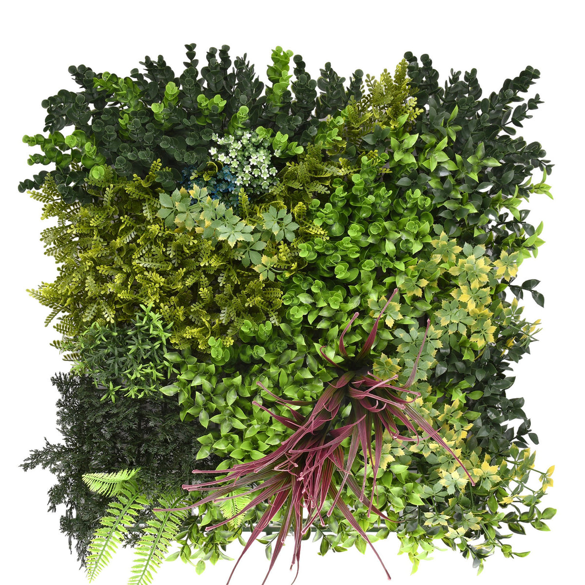 Plant wall | Heaven Blue | Versatile wall design with green and purple accents for a stylish ambience | 50 x 50 cm