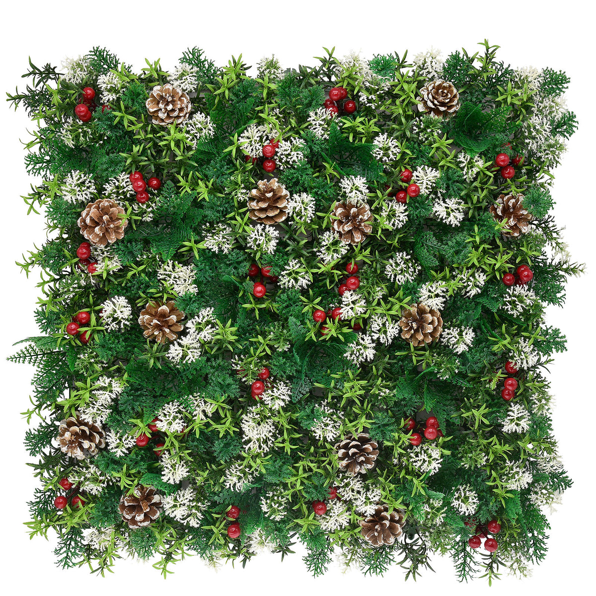 Plant wall | Festive | Christmas decoration with red berries, pine cones & green accents | 50 x 50 cm