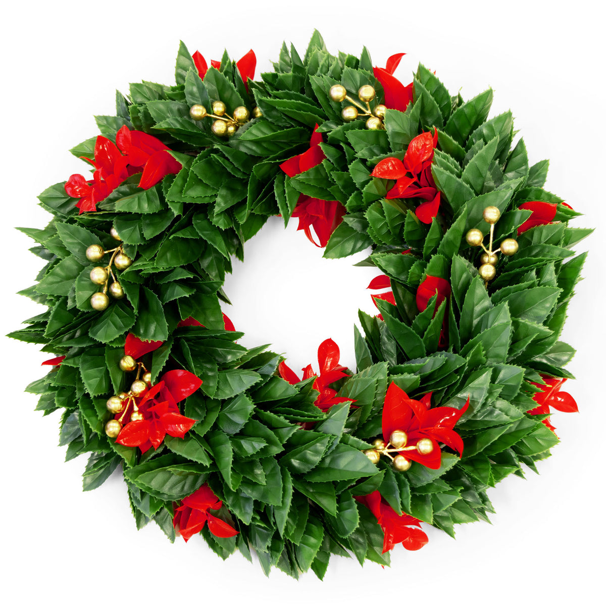 Christmas wreath | Photinia | Decorative wreath made from Photinia leaves and festive elements for your Christmas decorations