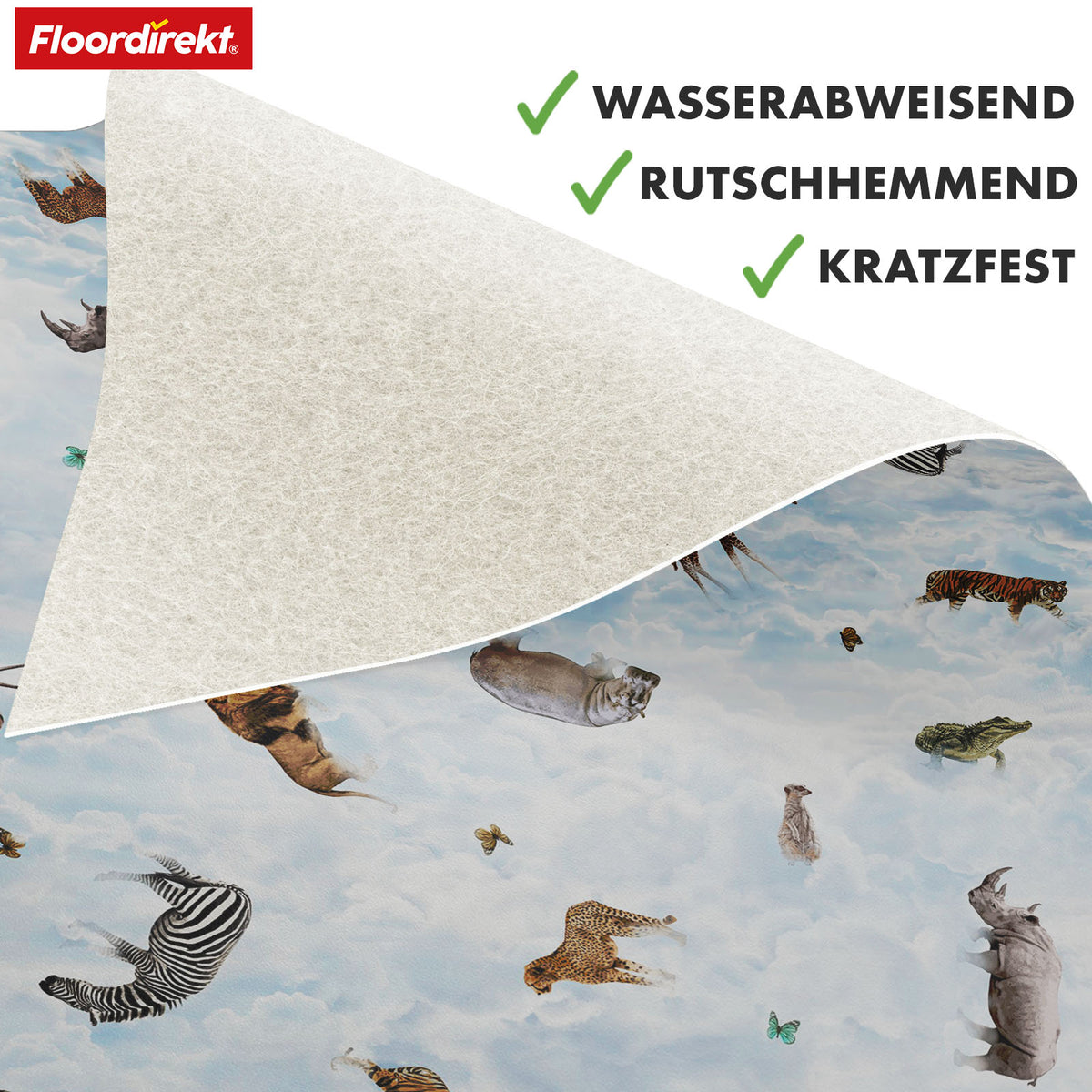 3D CV flooring | Clouds Safari | Vinyl flooring with realistic animal & cloud design