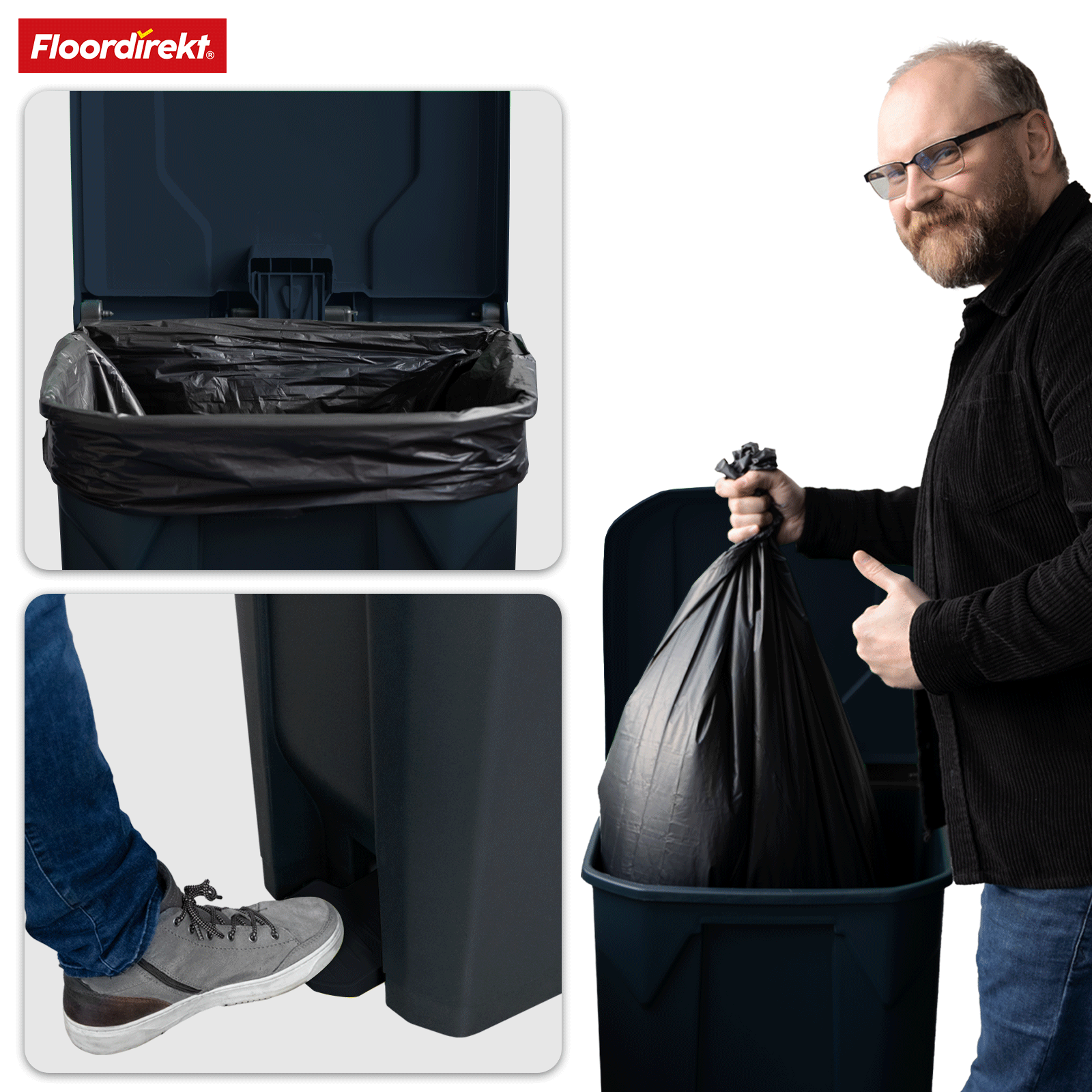 Waste bin | Olaf | Robust step-on waste bin | For household, office & commercial use | Various colours & sizes