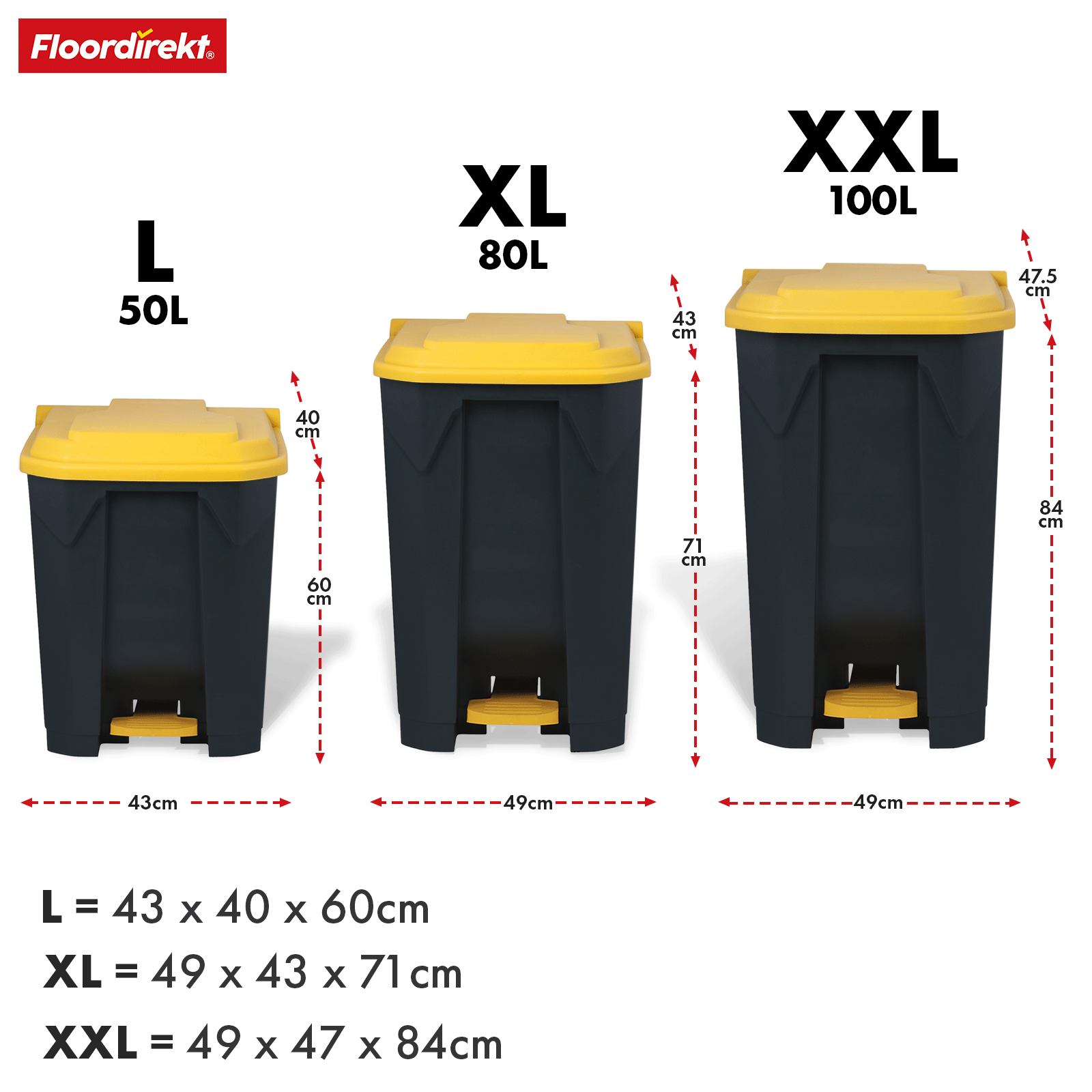 Waste bin | Olaf | Robust step-on waste bin | For household, office & commercial use | Various colours & sizes