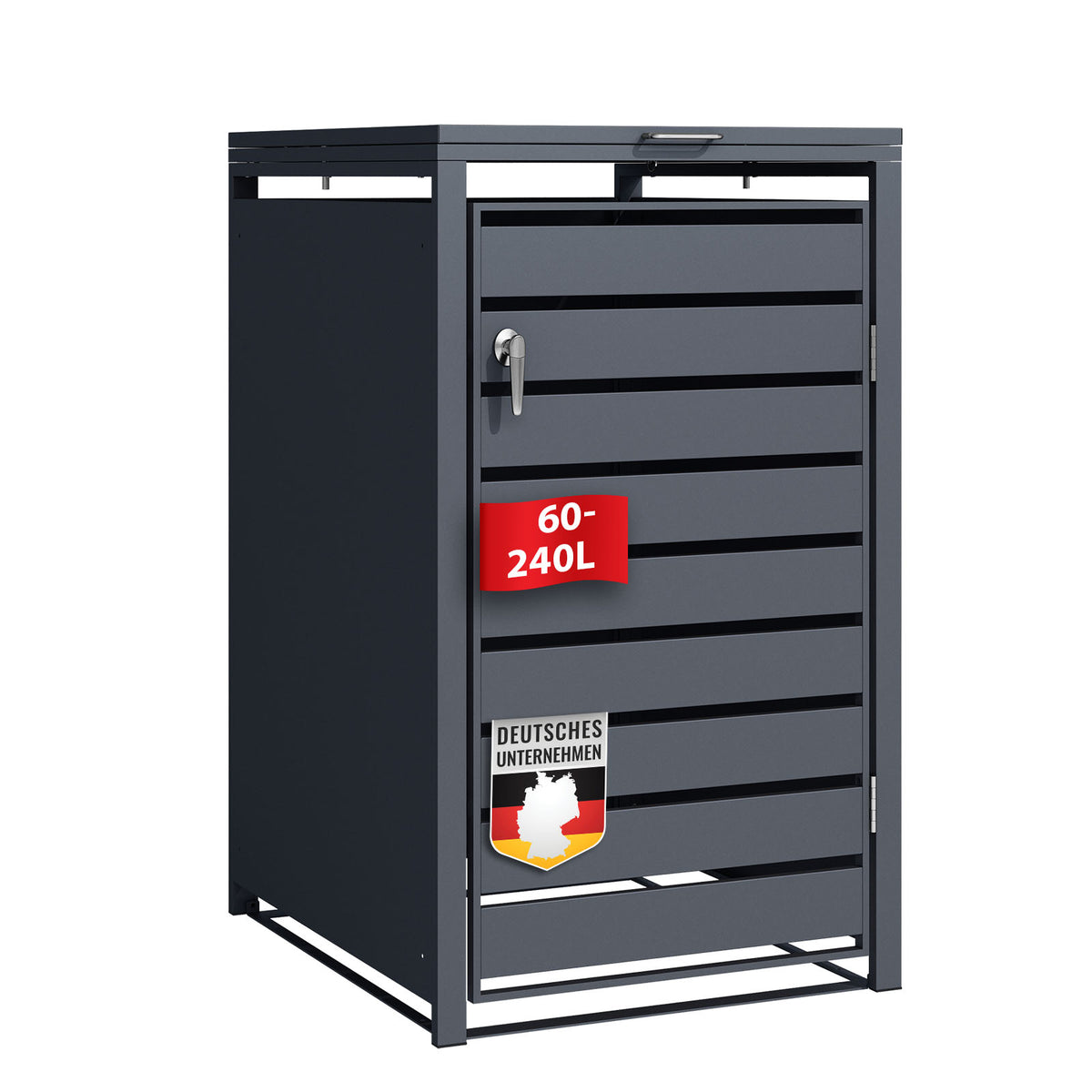 Waste bin box | Magnus | Weatherproof anthracite-coloured dustbin cladding with stainless steel frame | 1-3 doors | Suitable for 60-240 L waste bins