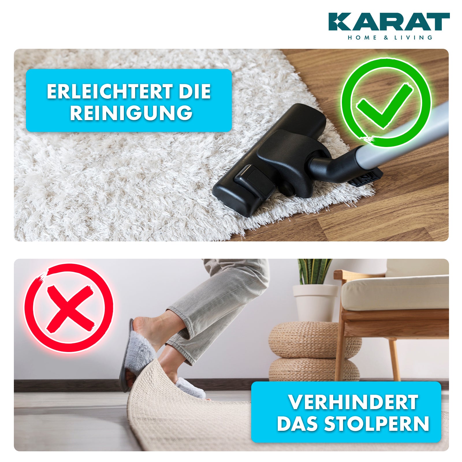 Anti-slip underlay for carpet | Louis | Non-slip carpet underlay | 2.5 x 13 cm | 24 pieces