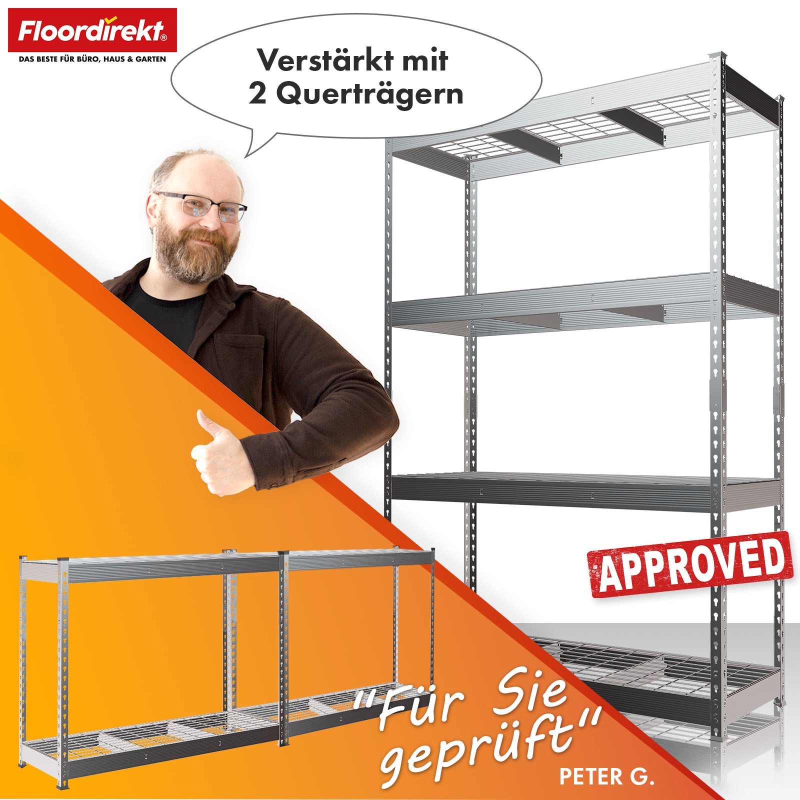 Heavy-duty shelving | Yukon Rivet | Steel shelving with mesh shelves | 250-350 kg load capacity per shelf | Various sizes & colours