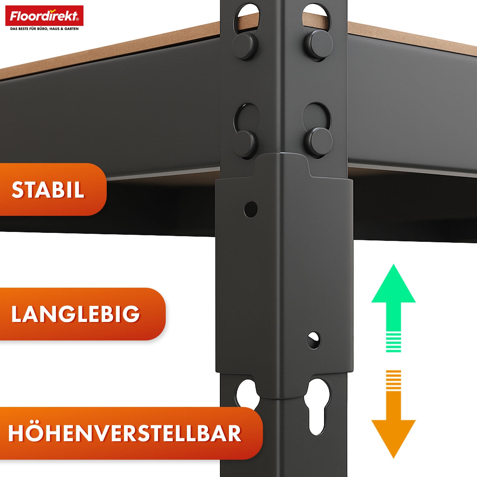 Heavy-duty shelving | Rhino | Storage shelving with 5 shelves | 1050 kg load capacity | Innovative plug-in system | In various colors & sizes