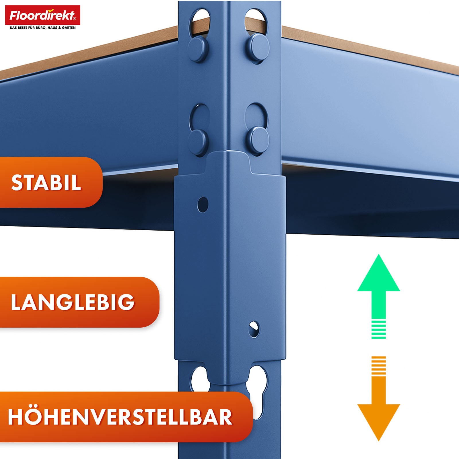 Heavy-duty shelving | Rhino | Storage shelving with 5 shelves | 1050 kg load capacity | Innovative plug-in system | In various colors & sizes