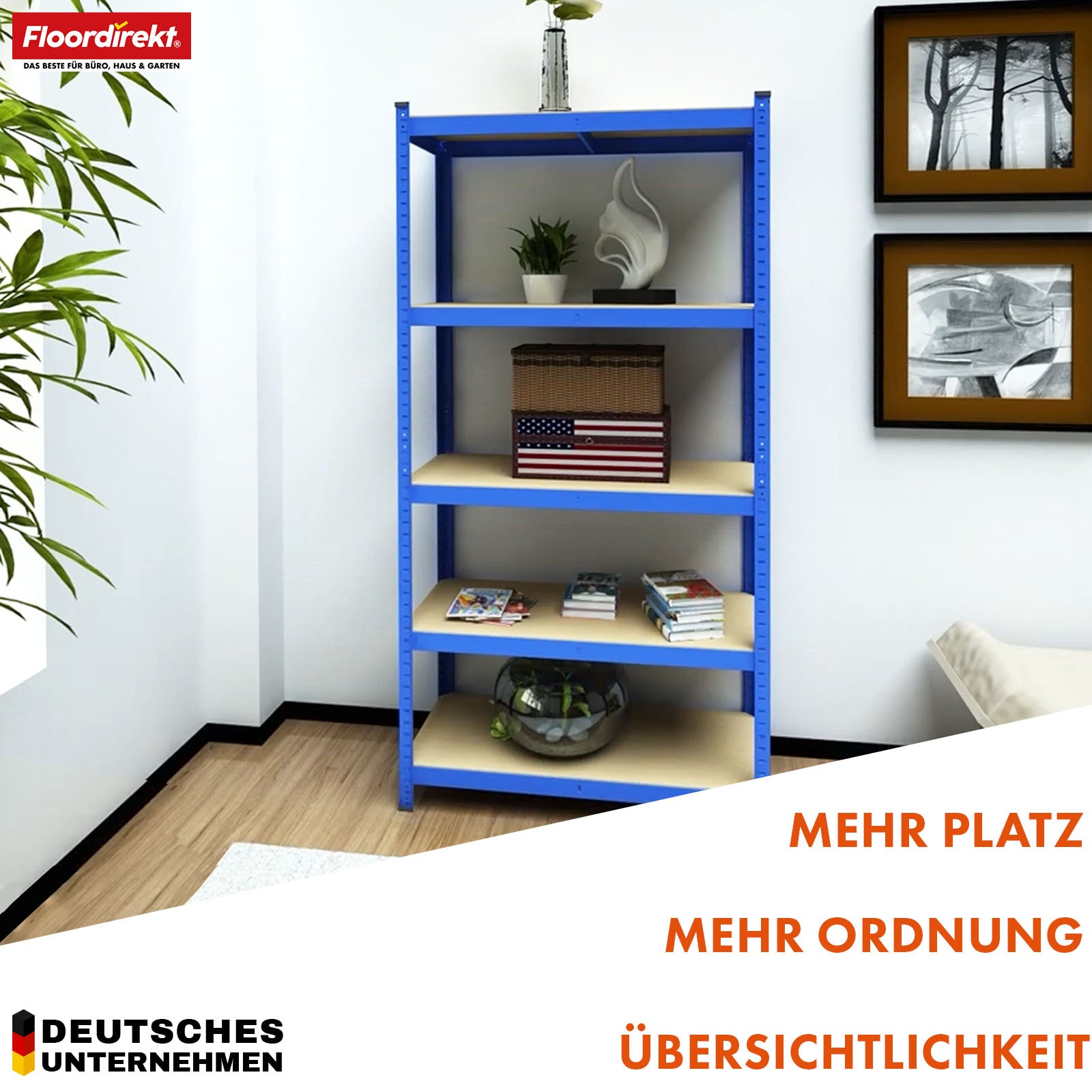 Heavy-duty shelving | Rhino | Storage shelving with 5 shelves | 1050 kg load capacity | Innovative plug-in system | In various colors & sizes
