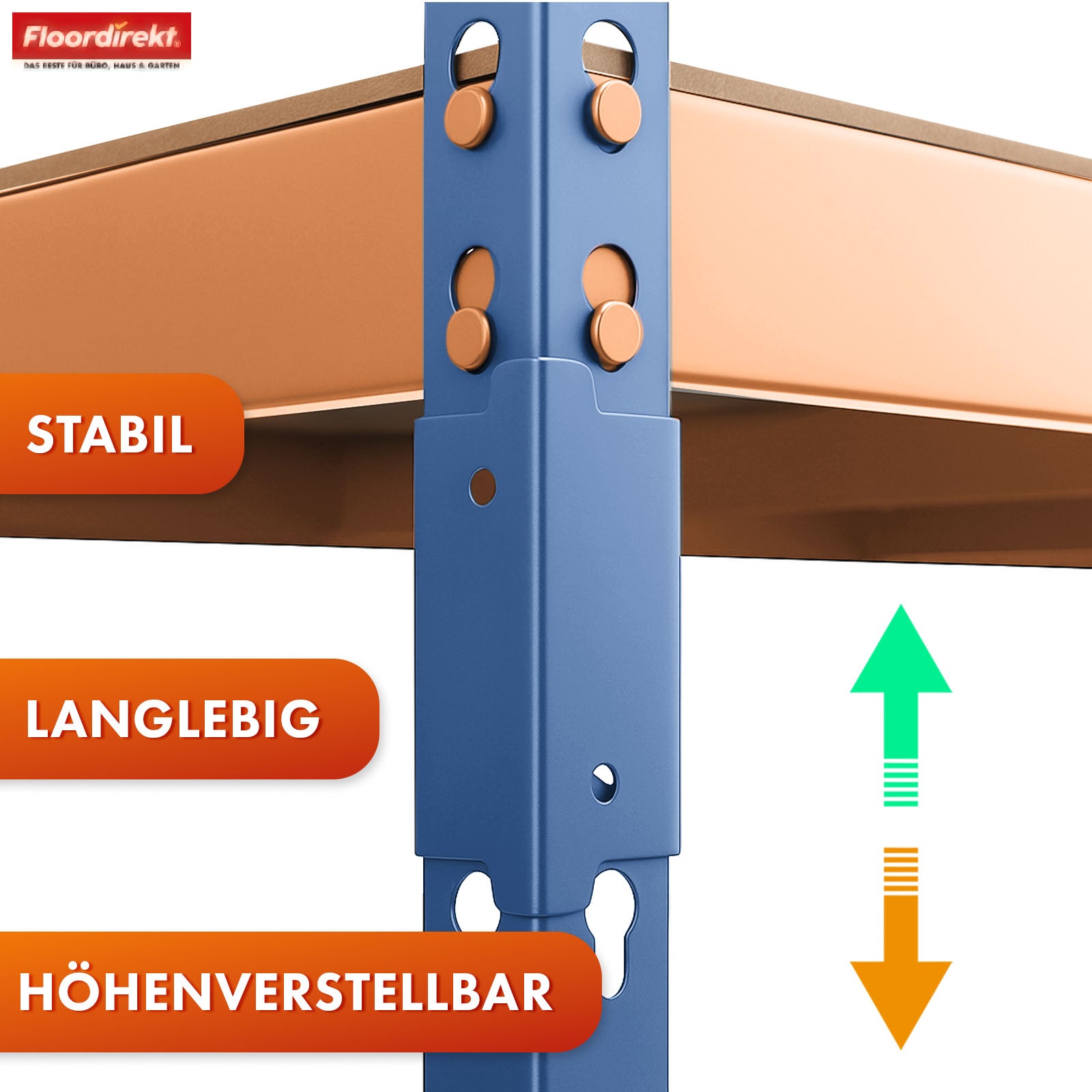 Heavy-duty shelving | Rhino | Storage shelving with 5 shelves | 1050 kg load capacity | Innovative plug-in system | In various colors & sizes