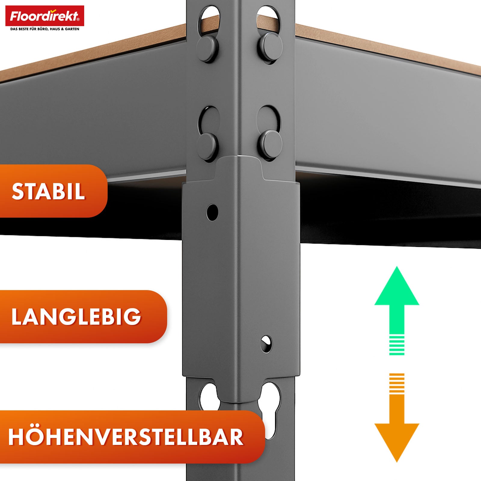 Heavy-duty shelving | Rhino | Storage shelving with 5 shelves | 1050 kg load capacity | Innovative plug-in system | In various colors & sizes
