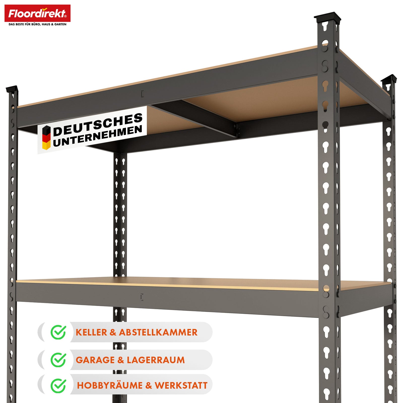 Heavy-duty shelving | Rhino | Storage shelving with 5 shelves | 1050 kg load capacity | Innovative plug-in system | In various colors & sizes
