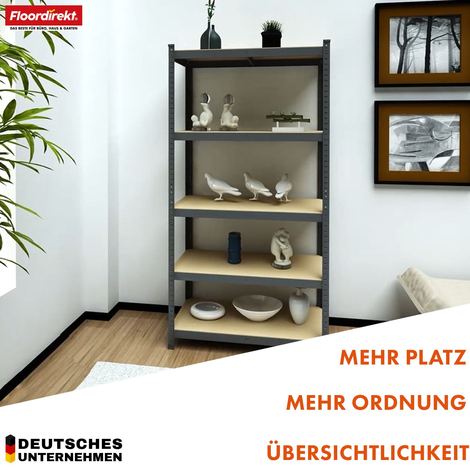 Heavy-duty shelving | Rhino | Storage shelving with 5 shelves | 1050 kg load capacity | Innovative plug-in system | In various colors & sizes