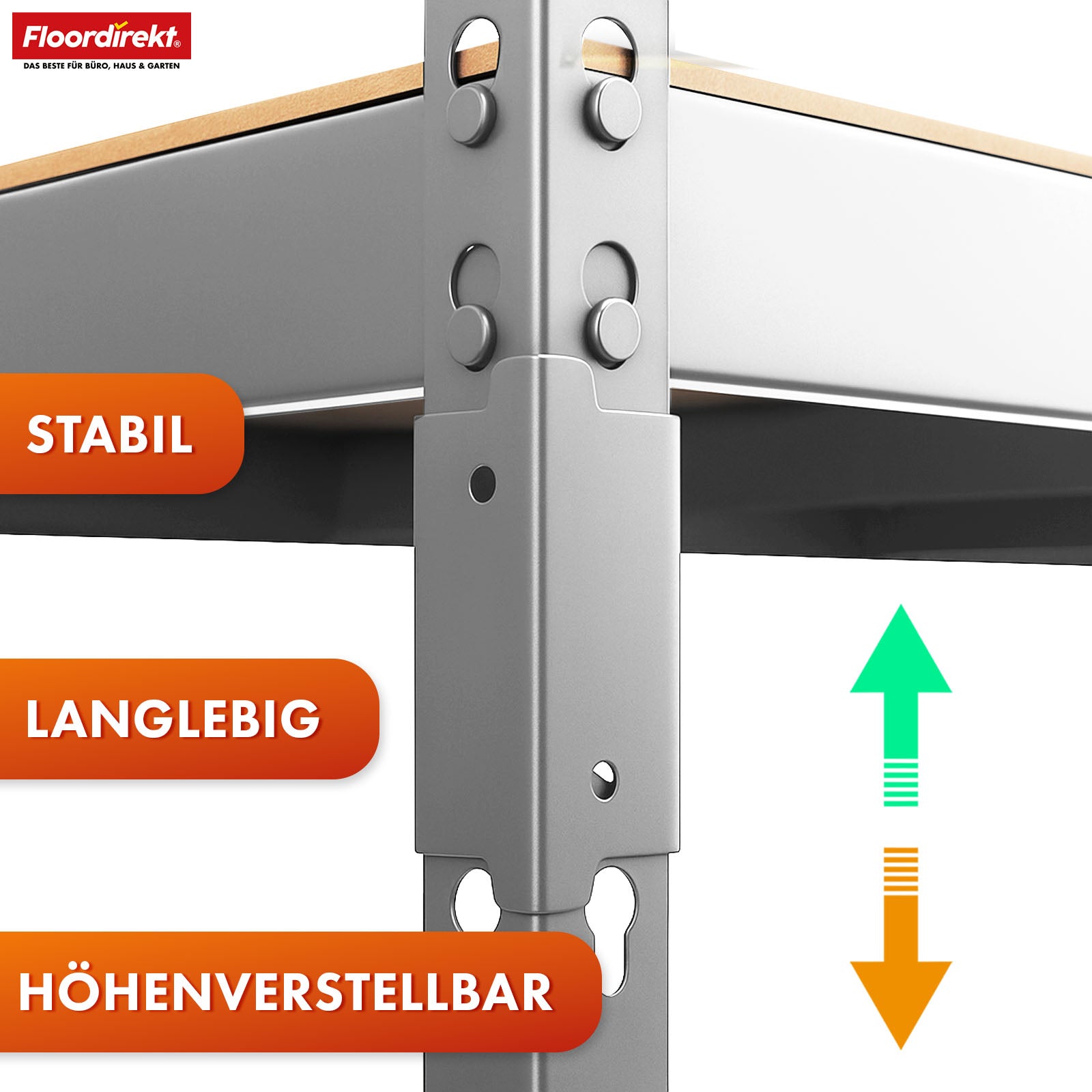 Heavy-duty shelving | Rhino | Storage shelving with 5 shelves | 1050 kg load capacity | Innovative plug-in system | In various colors & sizes