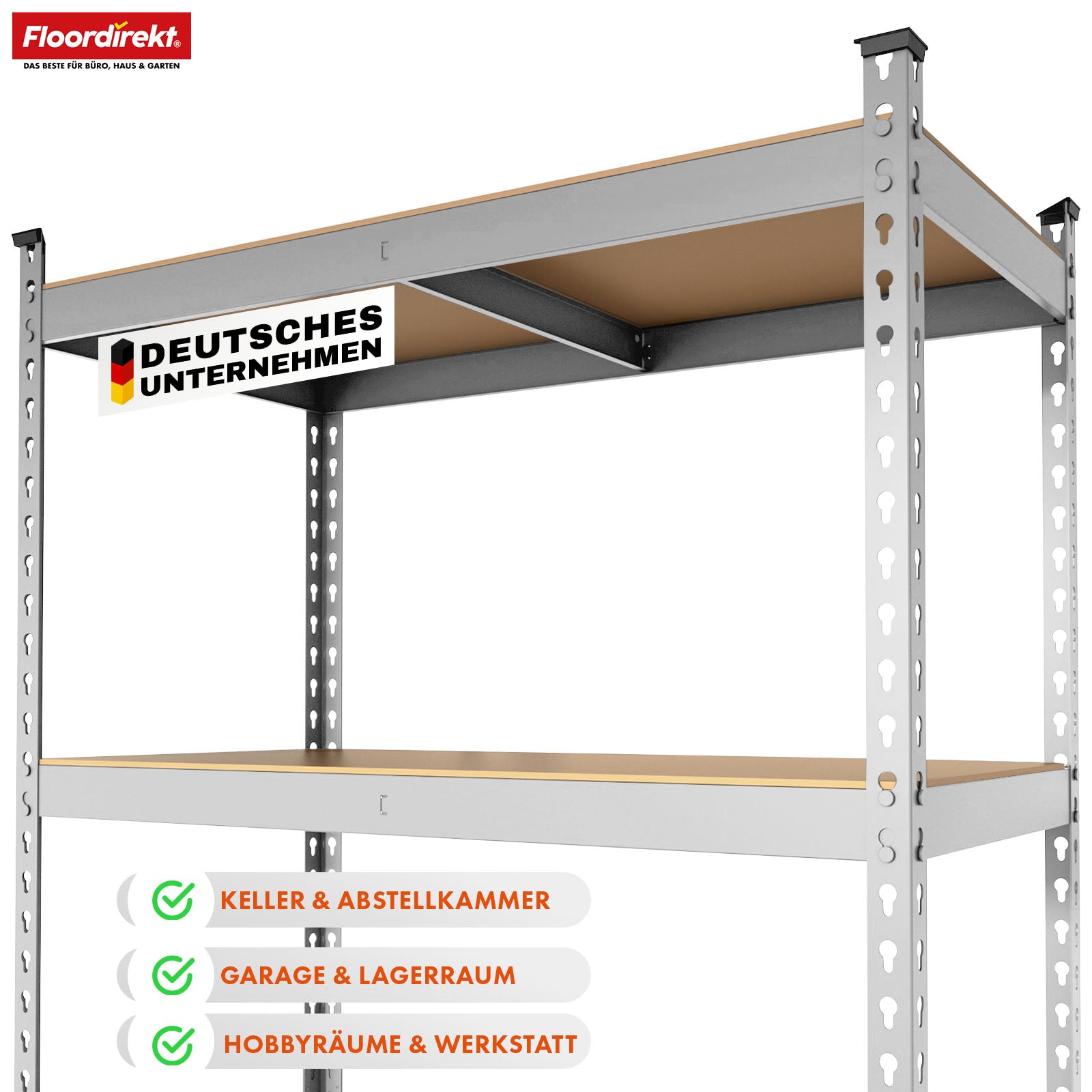 Heavy-duty shelving | Rhino | Storage shelving with 5 shelves | 1050 kg load capacity | Innovative plug-in system | In various colors & sizes