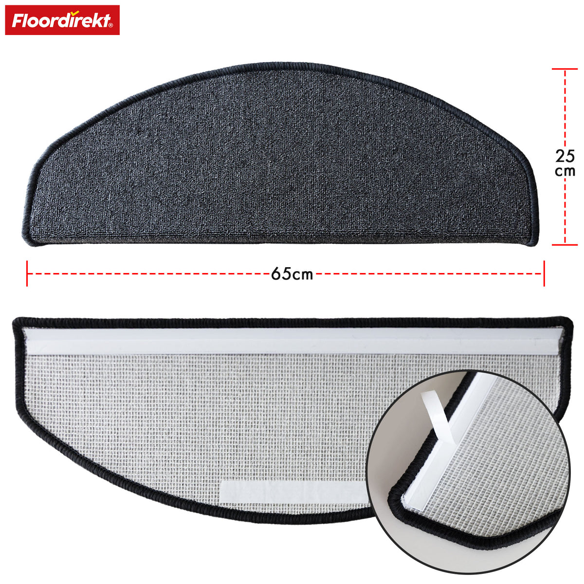 Step mat | London Pro | Modern design | Non-slip & easy to clean | Half-round