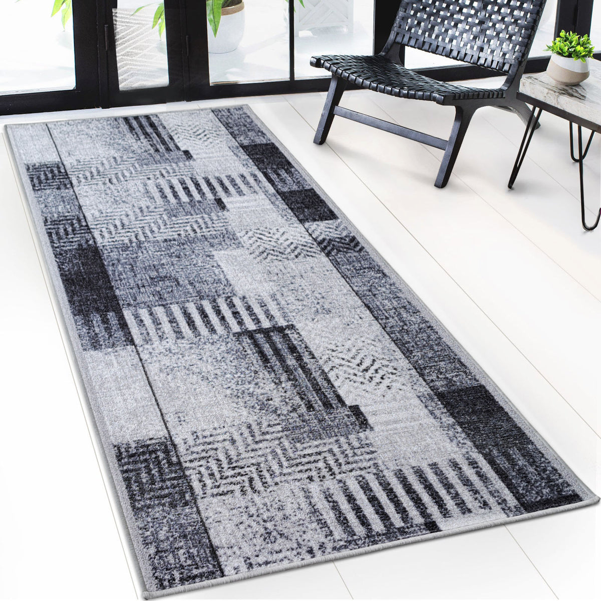 Made-to-measure carpet runner | Cordoba | grey tones with pattern | non-slip & robust | 80 cm wide