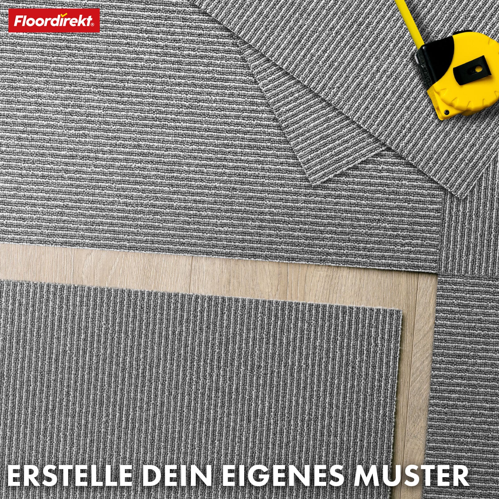 Carpet tiles | Bern | 50 x 50 cm | Self-laying with stripe design | In anthracite, grey & beige for commercial and private homes
