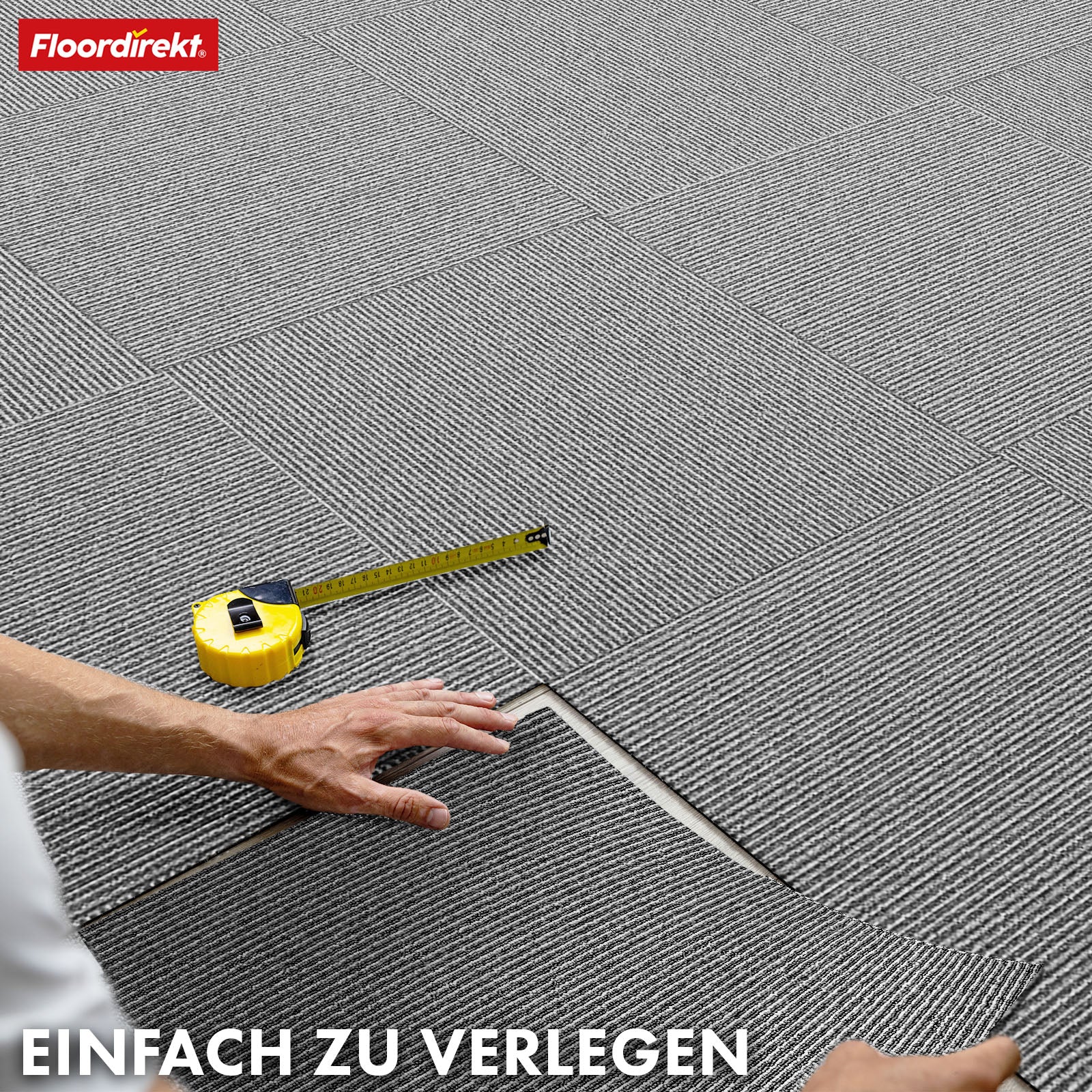 Carpet tiles | Bern | 50 x 50 cm | Self-laying with stripe design | In anthracite, grey & beige for commercial and private homes