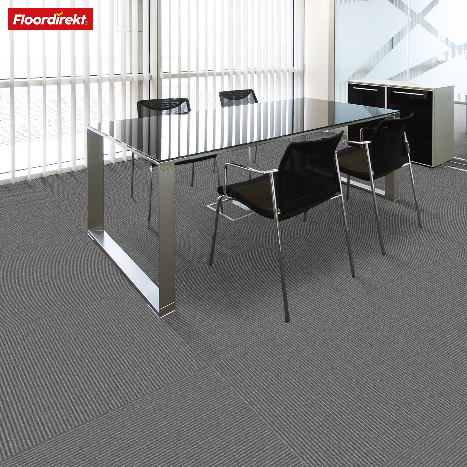 Carpet tiles | Bern | 50 x 50 cm | Self-laying with stripe design | In anthracite, grey & beige for commercial and private homes