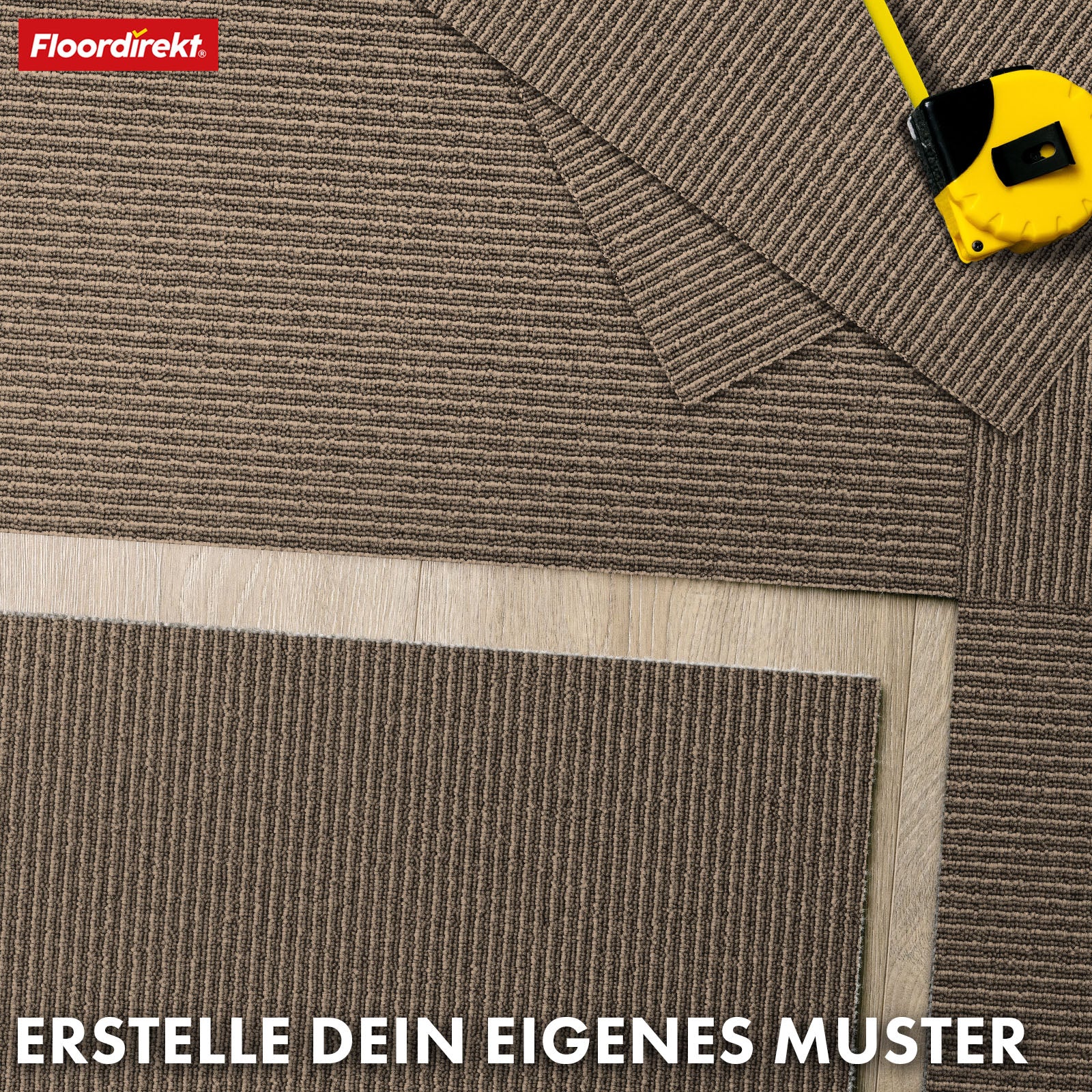 Carpet tiles | Bern | 50 x 50 cm | Self-laying with stripe design | In anthracite, grey & beige for commercial and private homes