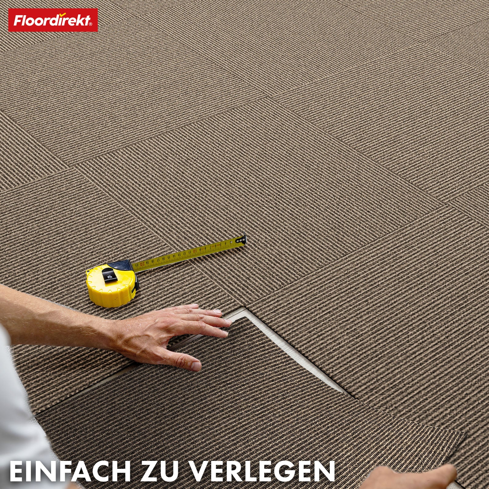 Carpet tiles | Bern | 50 x 50 cm | Self-laying with stripe design | In anthracite, grey & beige for commercial and private homes